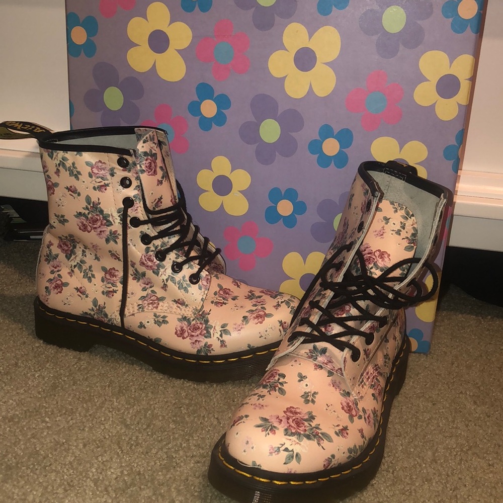 Pink Floral Dr. Martens